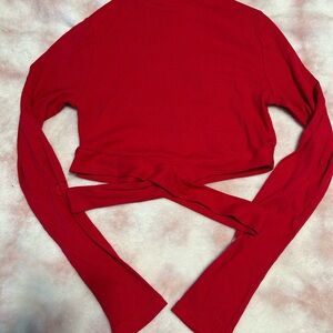 Red Long Sleeve Crop Top